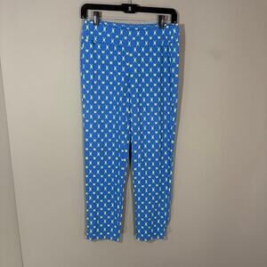 J.McLaughlin Pants Womens XS Blue Geo Print Jersey Ankle Skinny Pull On